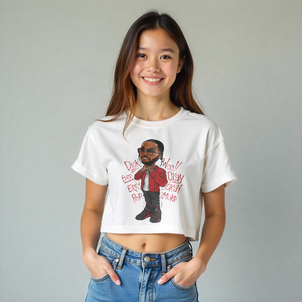 Short sleeve Ladies Crop Top | Depsta Pop Smoke Design